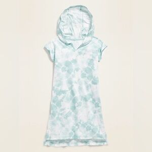 OLD NAVY Girls XL Swim Coverup - Hooded Jersey Aqua Blue Tie Dye